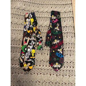 2 Looney Tunes Vintage 1997 Silk & Polyester Necktie Collection Popular & Colorf